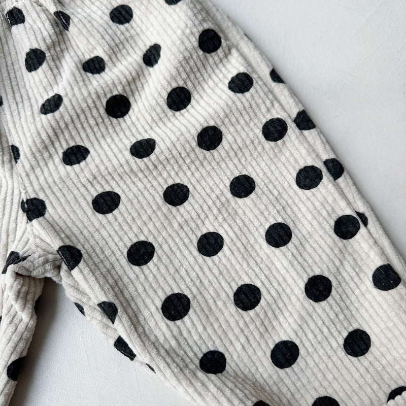 Corduroy dot pants - Cream/black