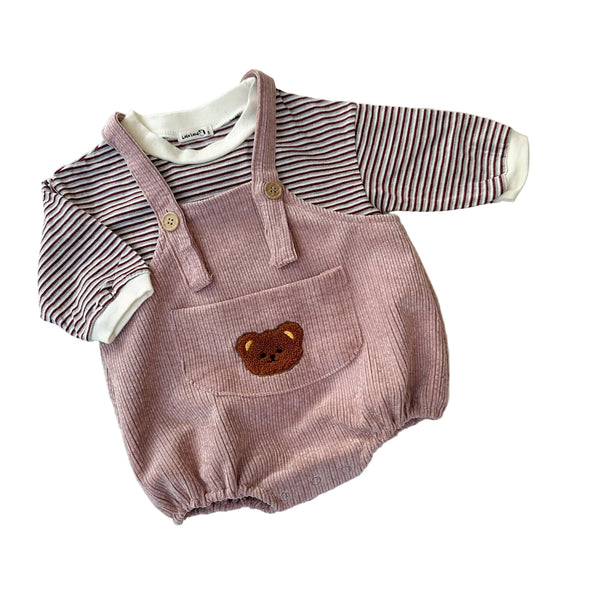 Bear corduroy onesie - Pink