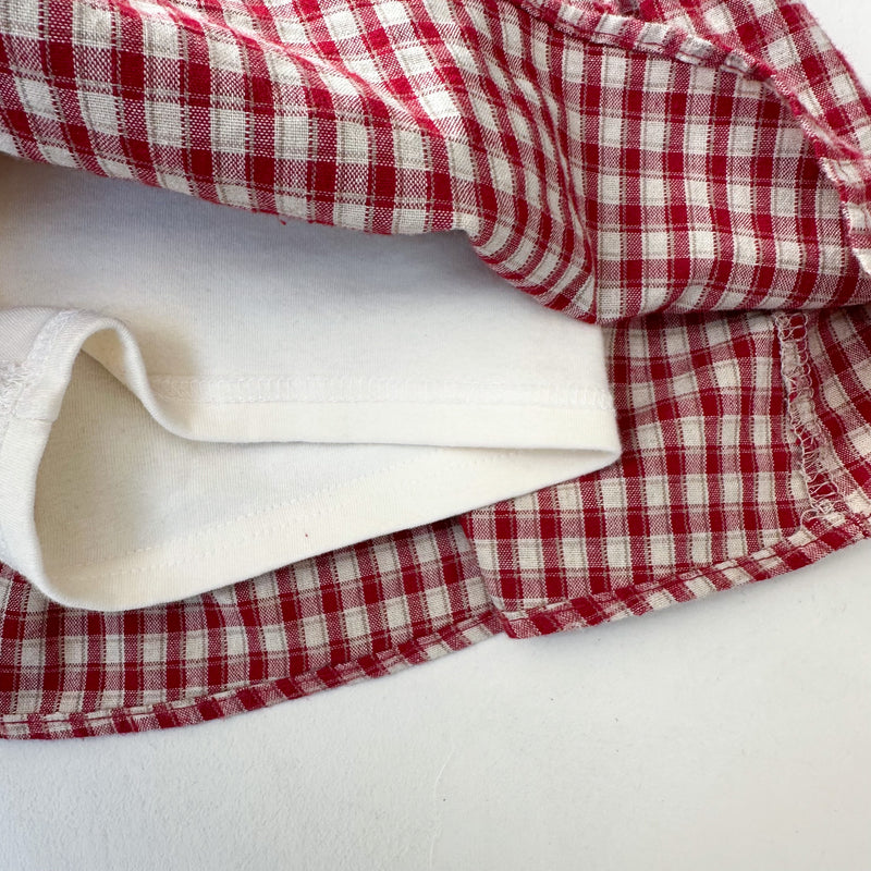 Tiered check skirt - Red