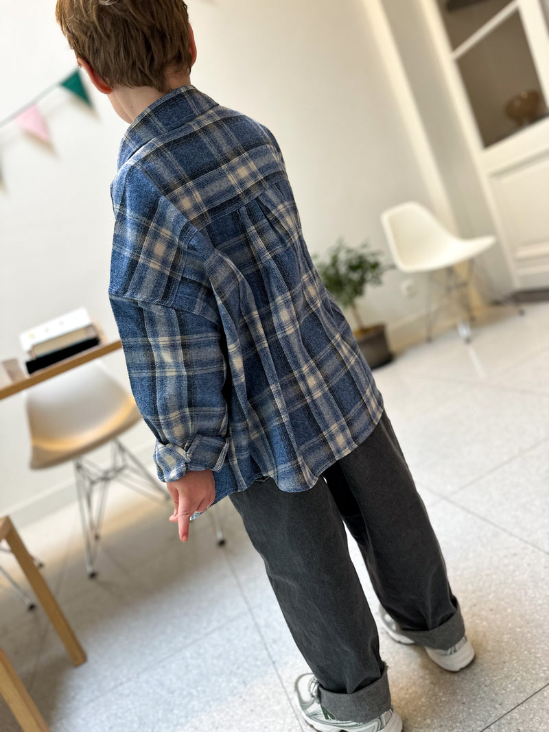 Flannel check overshirt - Blue mix