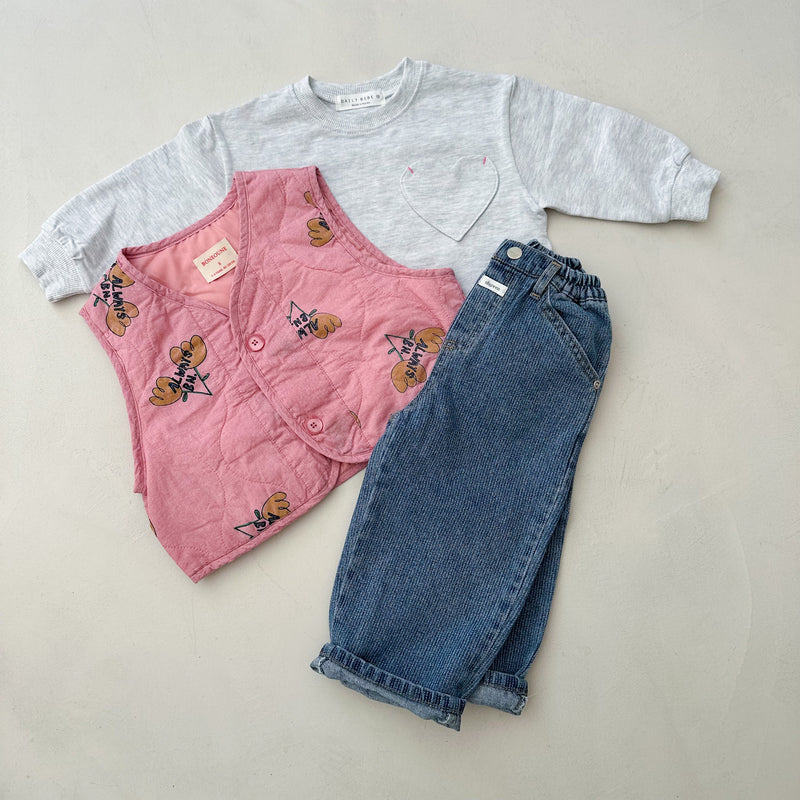 Heart pocket tee - White melange