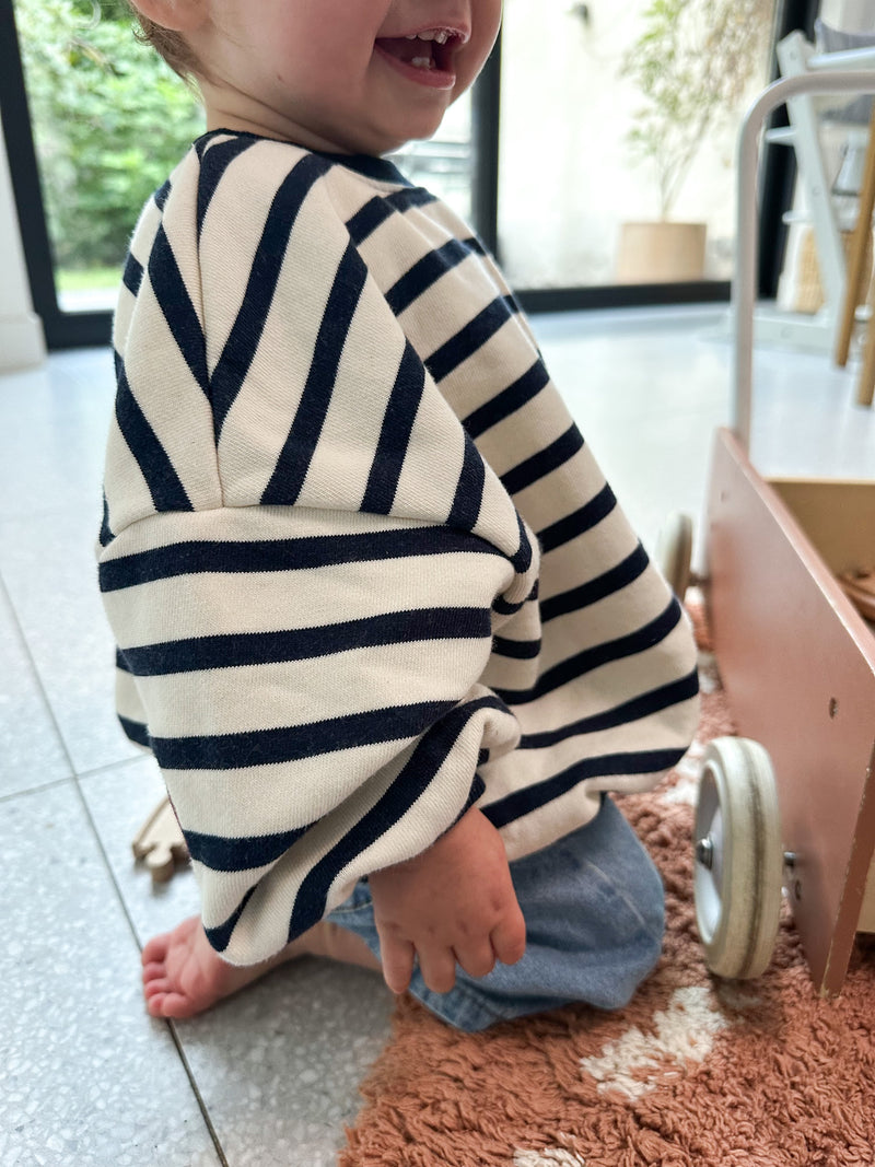 Heart striped sweater - Navy
