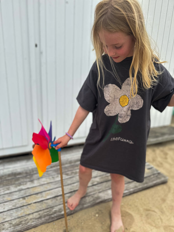 Flower tee dress - Charcoal