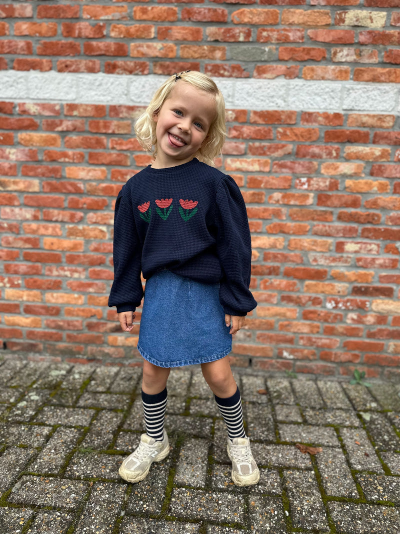 Waffle tulip tee - Navy