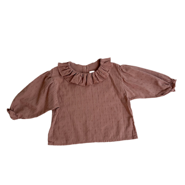 Cotton frill blouse - Terracotta