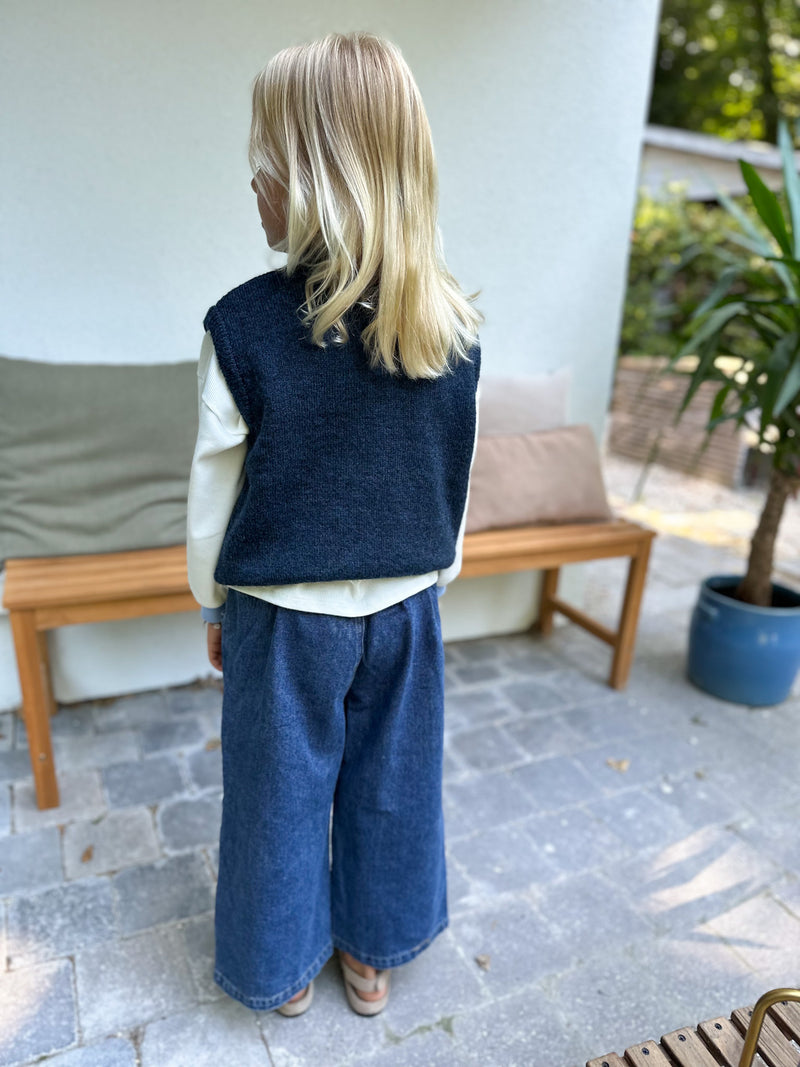 Heart patch denim pants - Blue