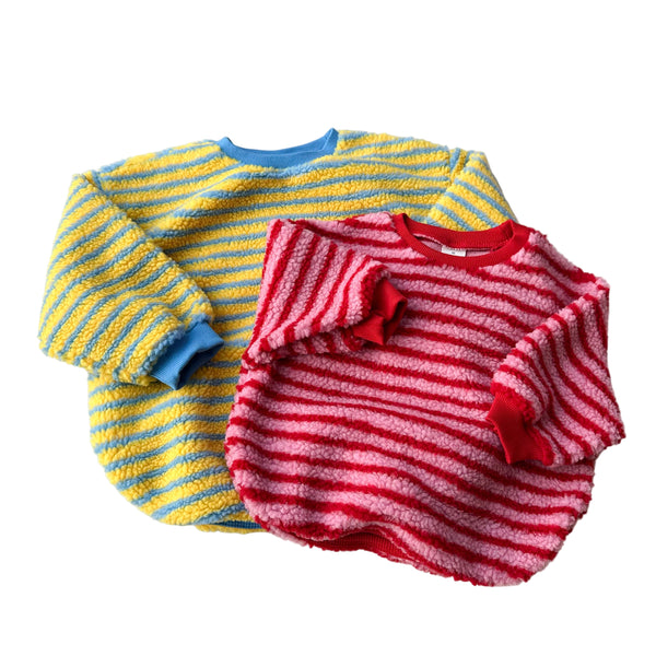 Striped teddy jumper - Yellow/blue