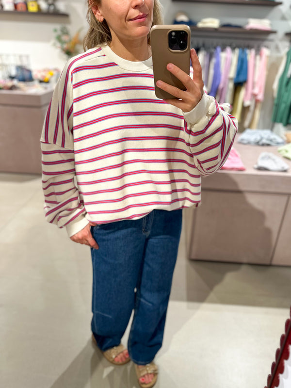 Chunky striped sweater - Cream