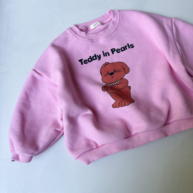 Teddy in pearls sweatshirt - Pink