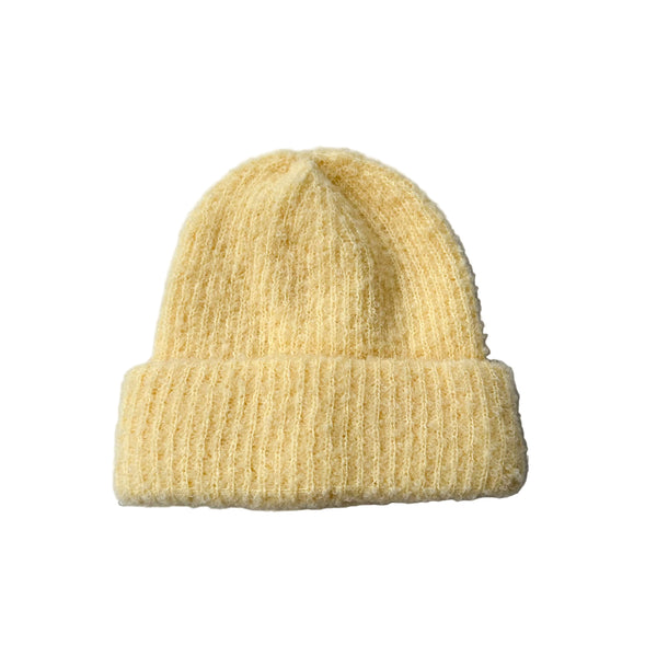 Wool mix bouclé beanie - Yellow