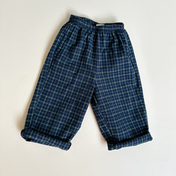 Flanel check pants - Navy/green