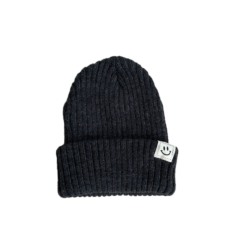 Chunky smile rib beanie - Charcoal