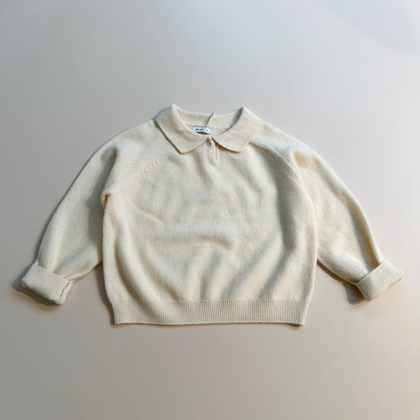 Wool mix collar jumper - Cream