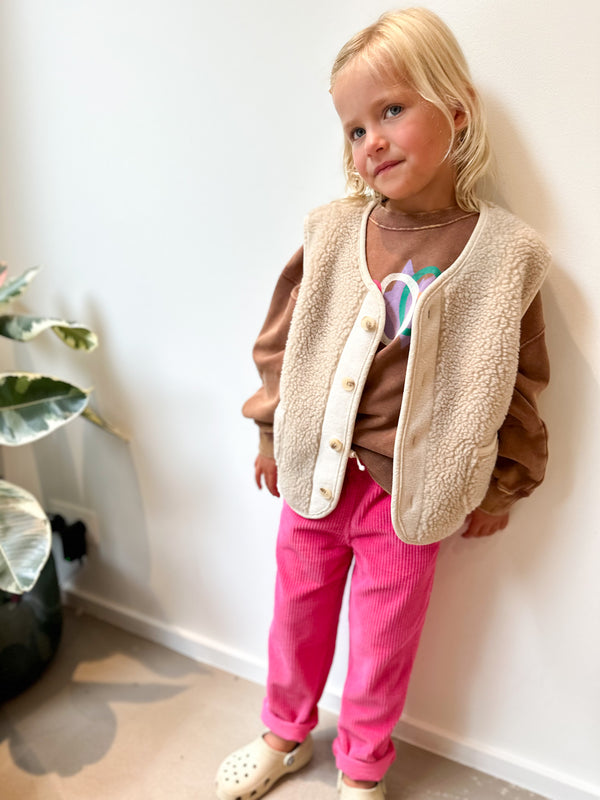 Corduroy padow pants kids - Fuchsia vintage