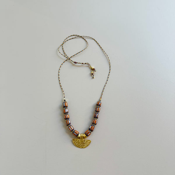 Half medallion statement necklace - Orange