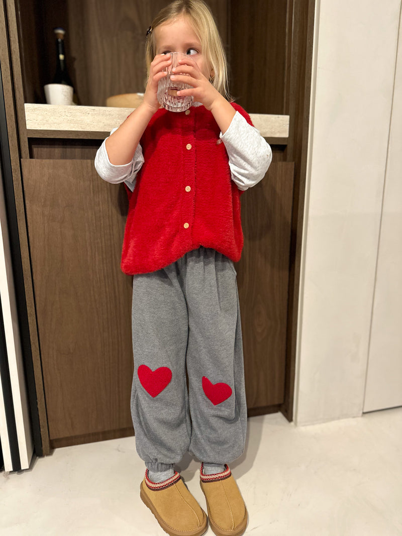 Heart patch pants - Grey melange