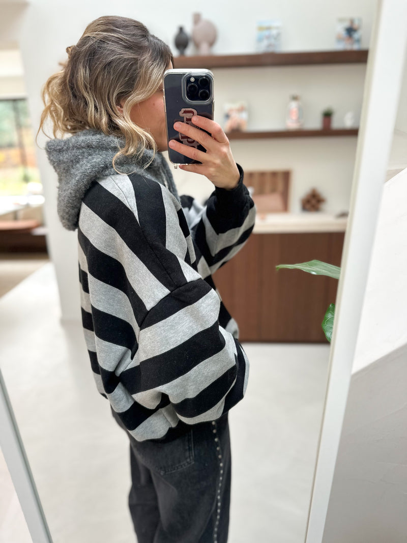 Bouclé button balaclava - Dark grey melange