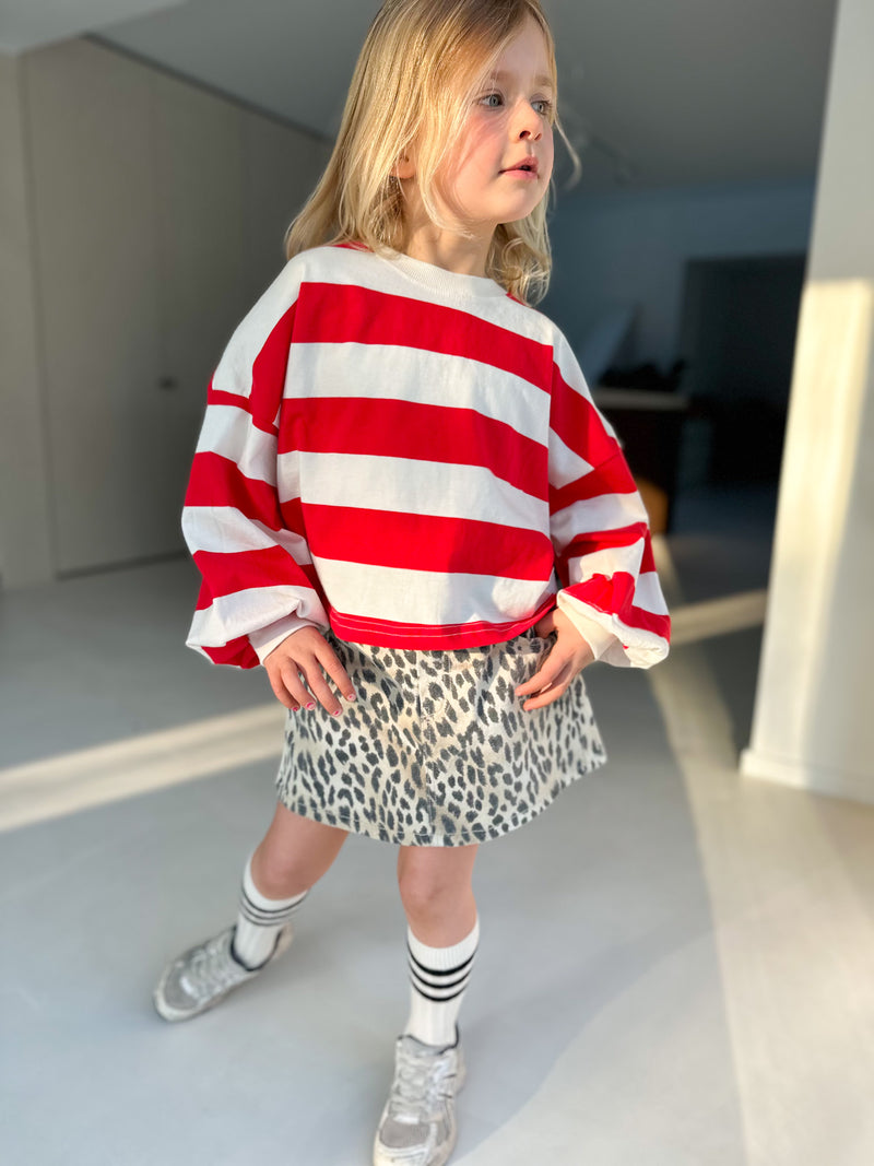 Cropped big stripe sweatshirt - Red