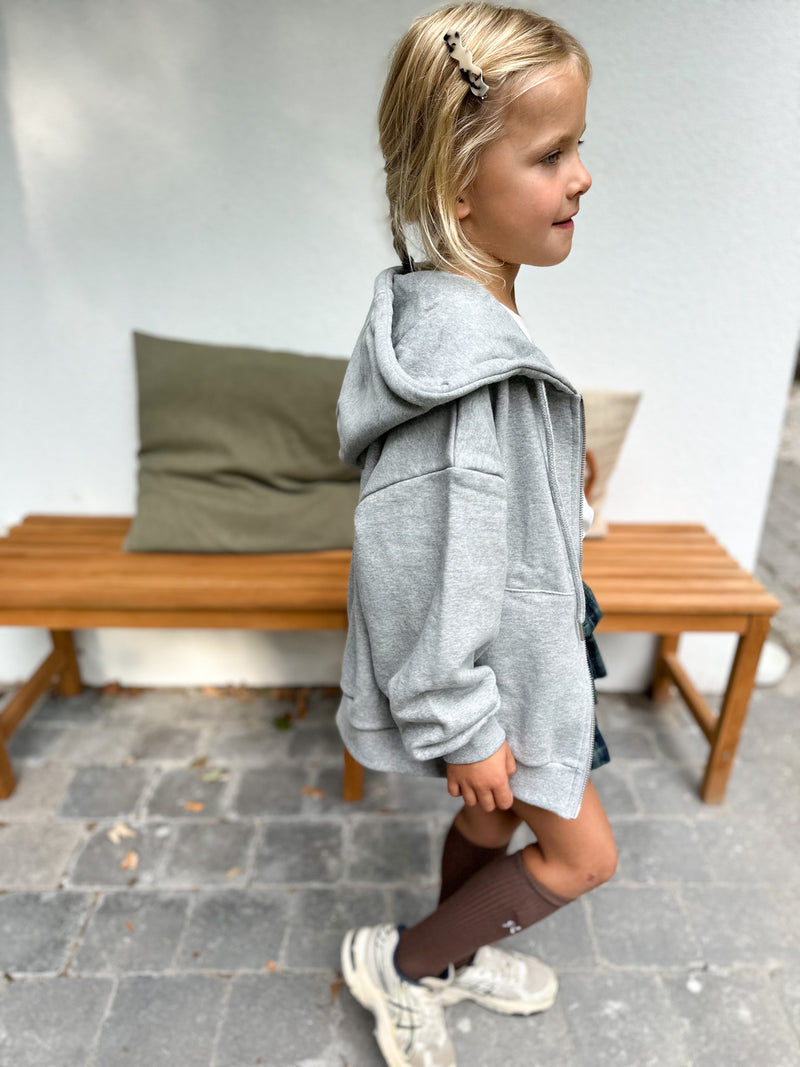 Oversized zip up hoodie - Grey melange