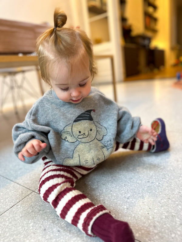 Riri soft stripe leggings - Wine/cream