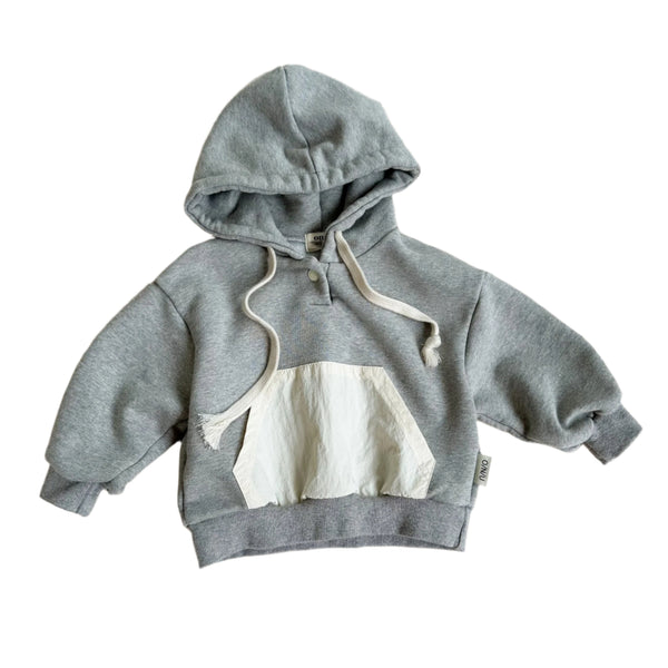 Button hoodie - Grey melange