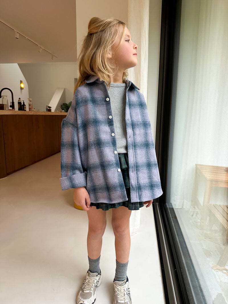 Flannel check overshirt - Dusty lilac/blue