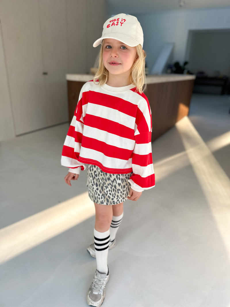 Cropped big stripe sweatshirt - Red