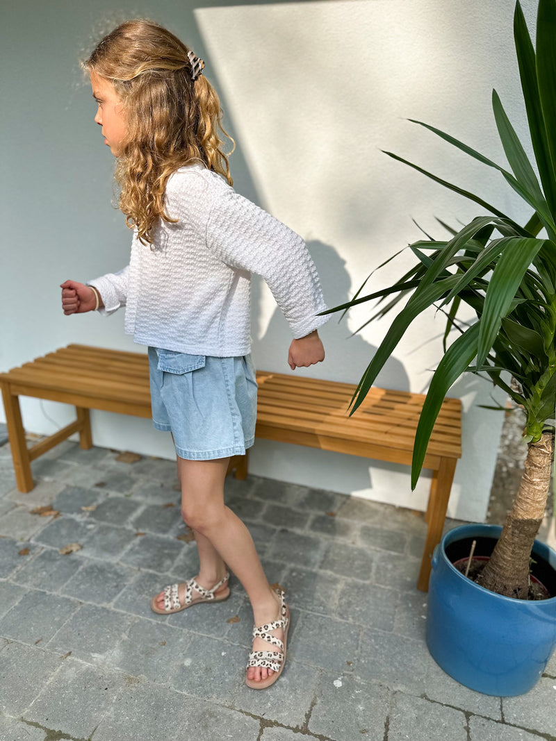 NB wide pocket denim shorts - Light blue