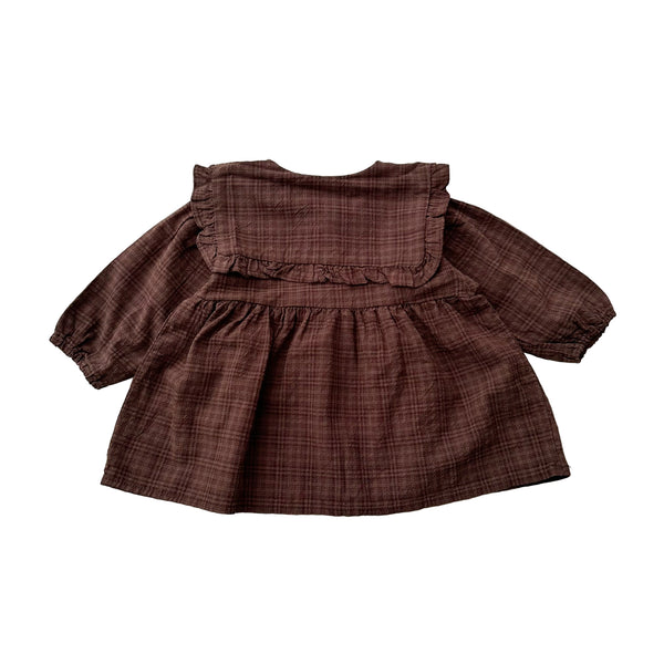 Collar check dress - Brown