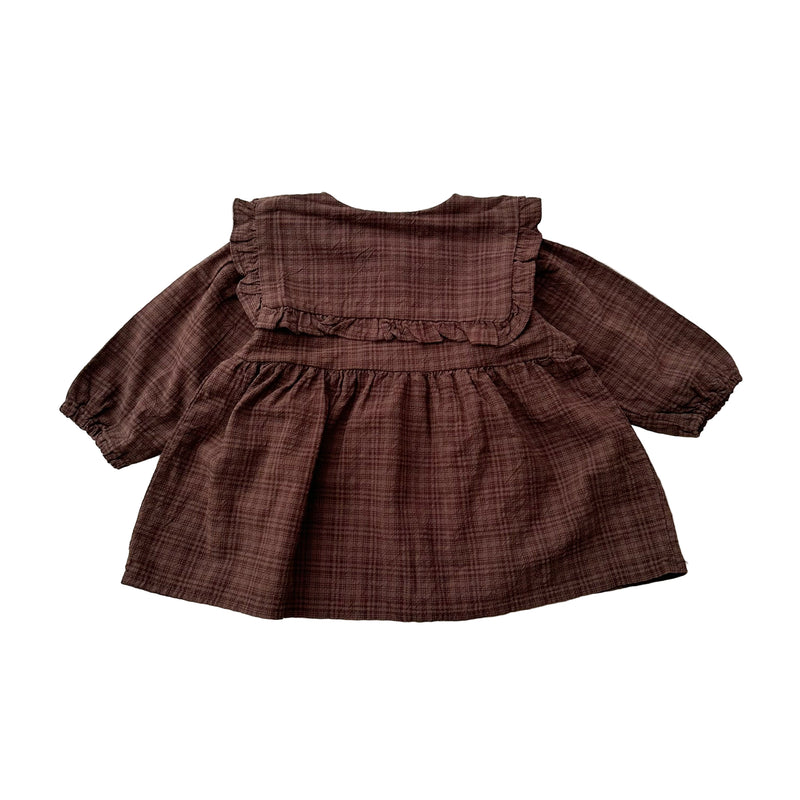 Collar check dress - Brown