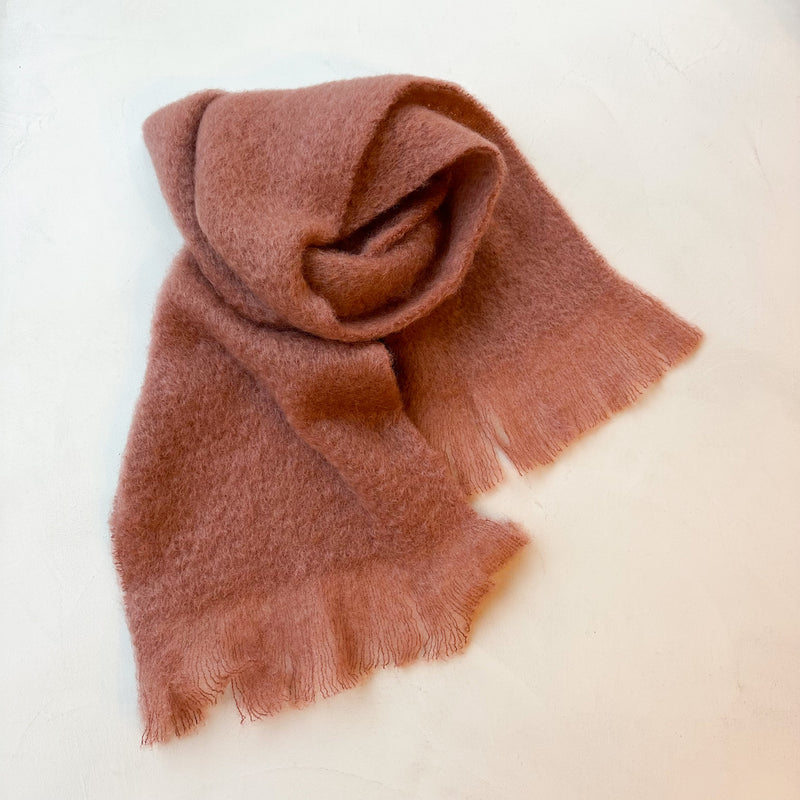 Solid mohair wool scarf - Terracotta