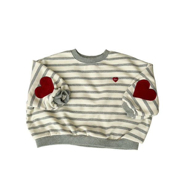 Heart striped sweater - Grey melange