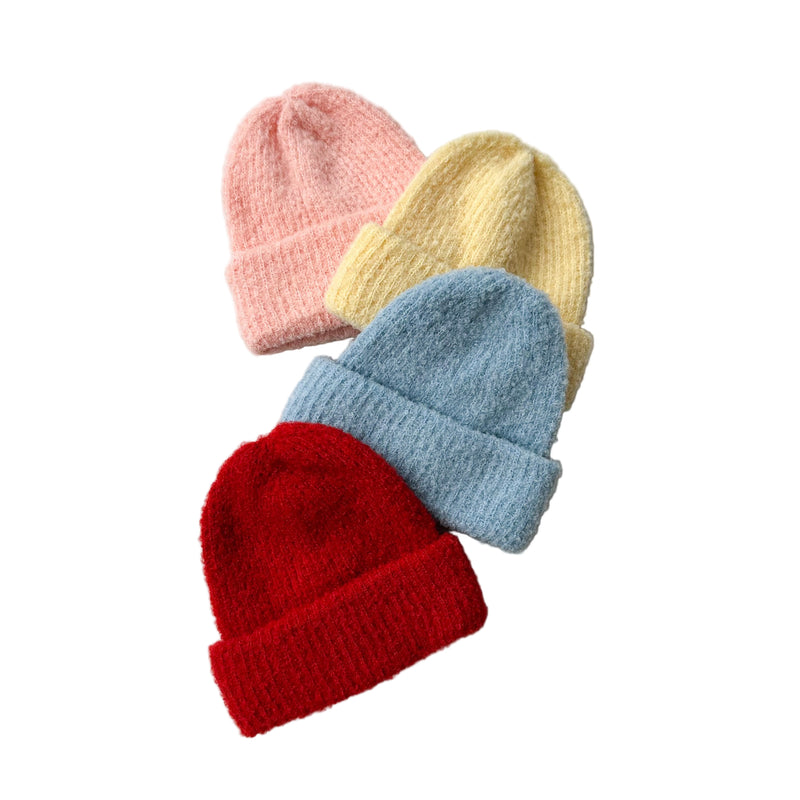 Wool mix bouclé beanie - Yellow