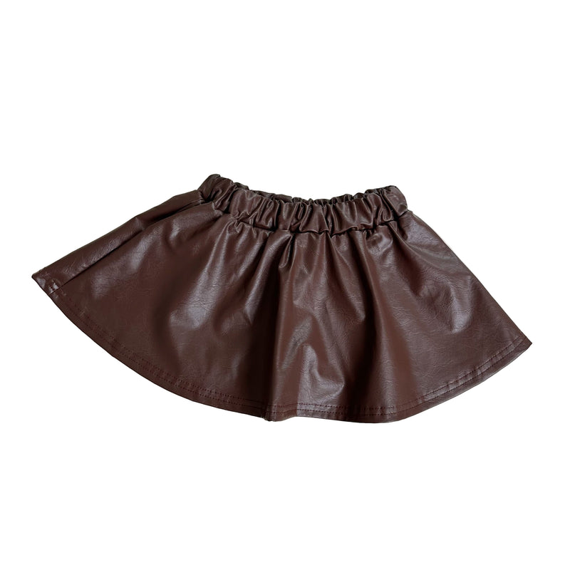 Mini leather like skirt - Brown