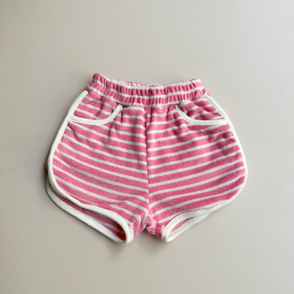 Striped terry gym fit short - Pink