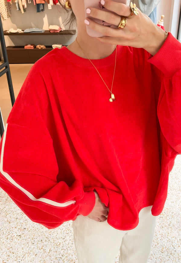 Cécé terry tape sweatshirt women - Vivid red