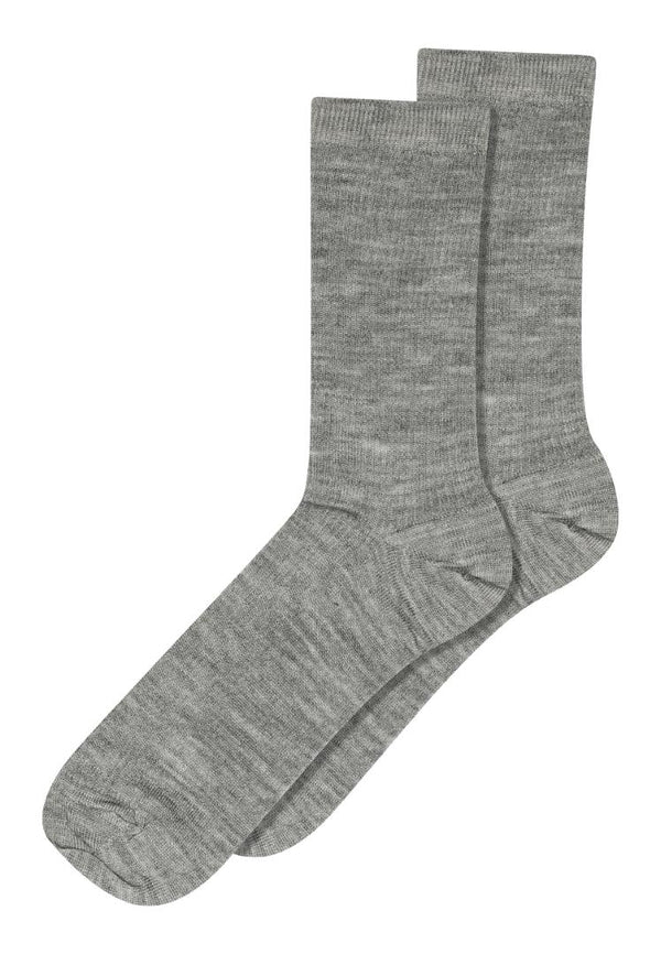 Fine wool rib socks - Grey melange