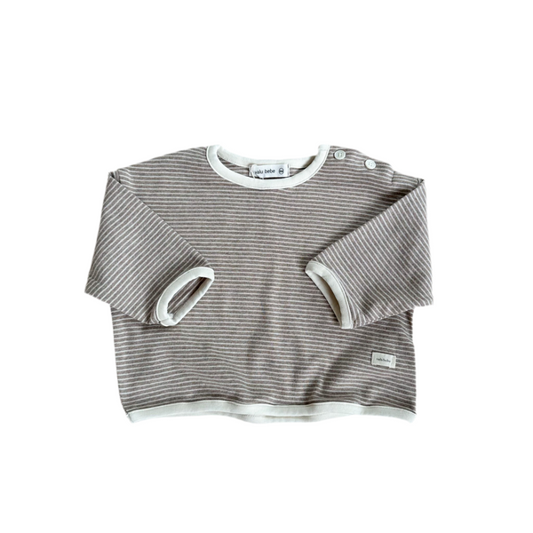 Daily striped button tee - Cocoa