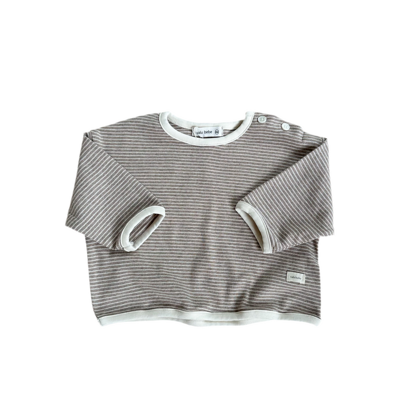 Daily striped button tee - Cocoa