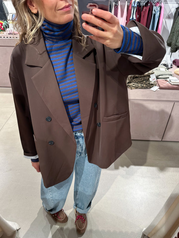 Boxy blazer jacket - Chocolate brown