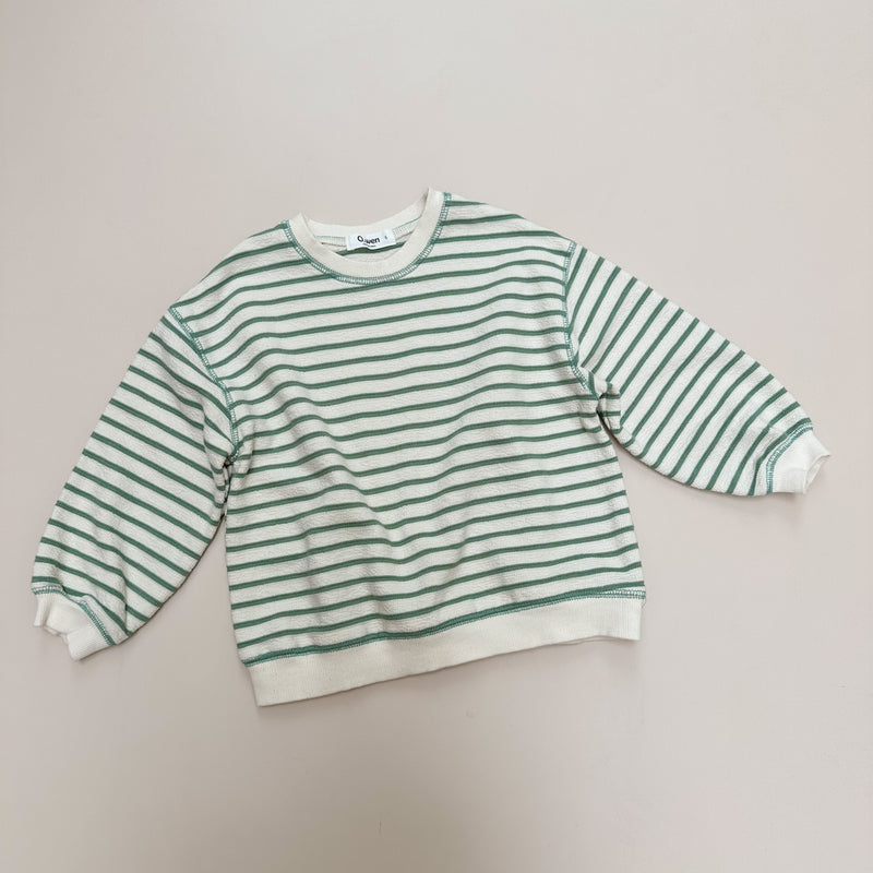 Structured striped sweatshirt - Cream/green