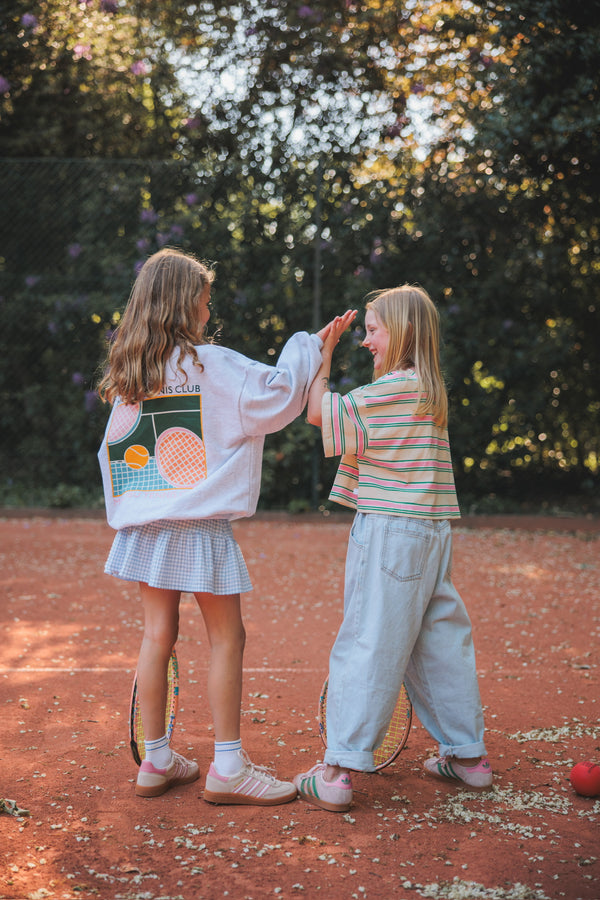 Multi stripe crop tee - Pink/green