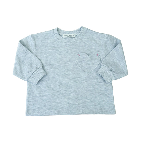 Heart pocket tee - White melange
