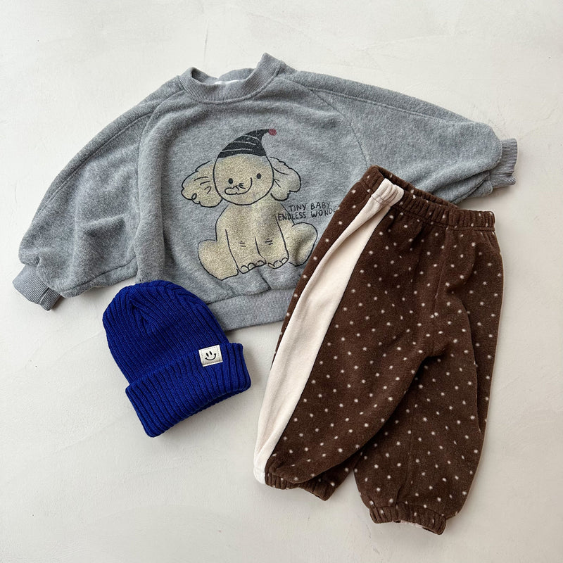 Fleeced terry elephant sweatshirt - Grey melange