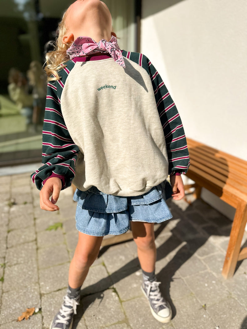 Weekend sweater - Oatmeal/green