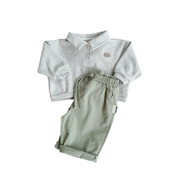Waffle polo sweatshirt - Oatmeal