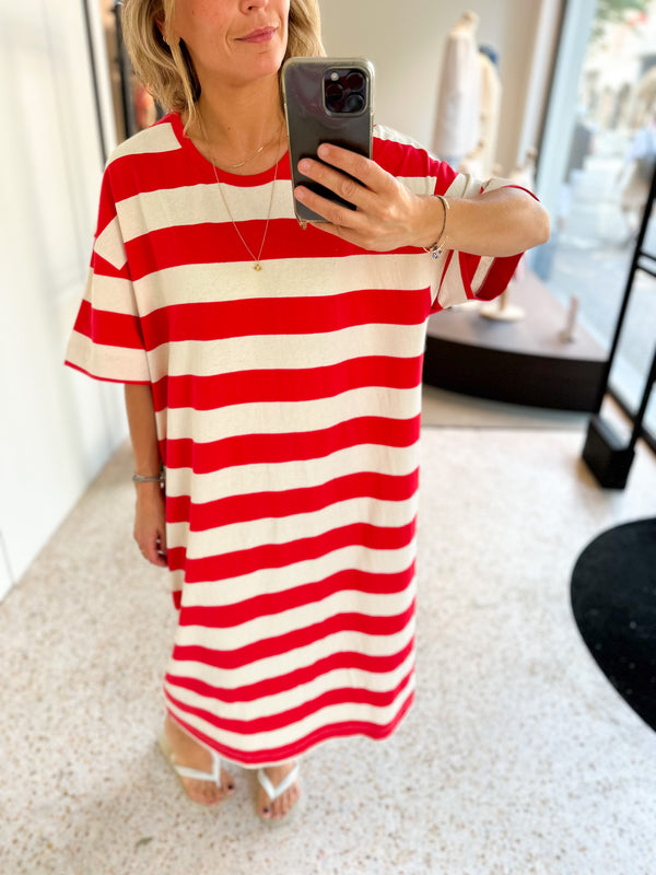 Oversized tee dress - Red stripes