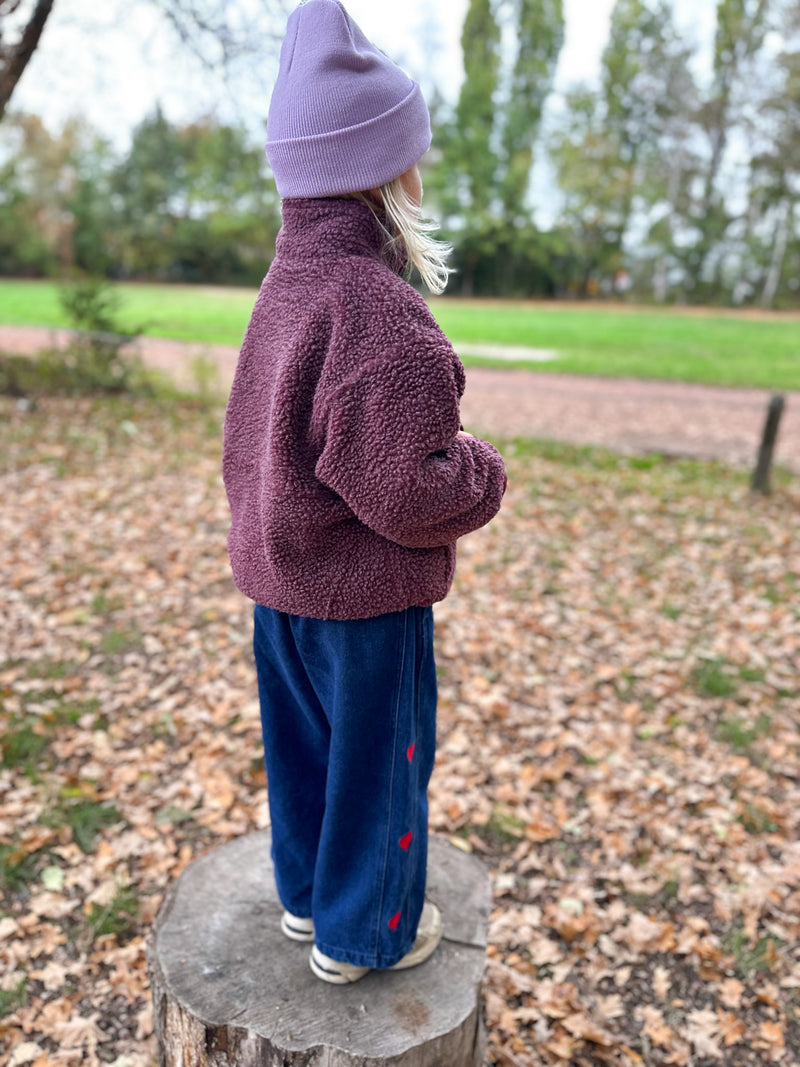 Hoktown pile jacket kids - Burgundy melange