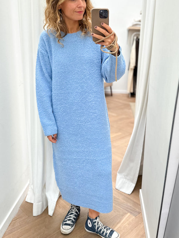 Vica wool bouclé dress - Light blue