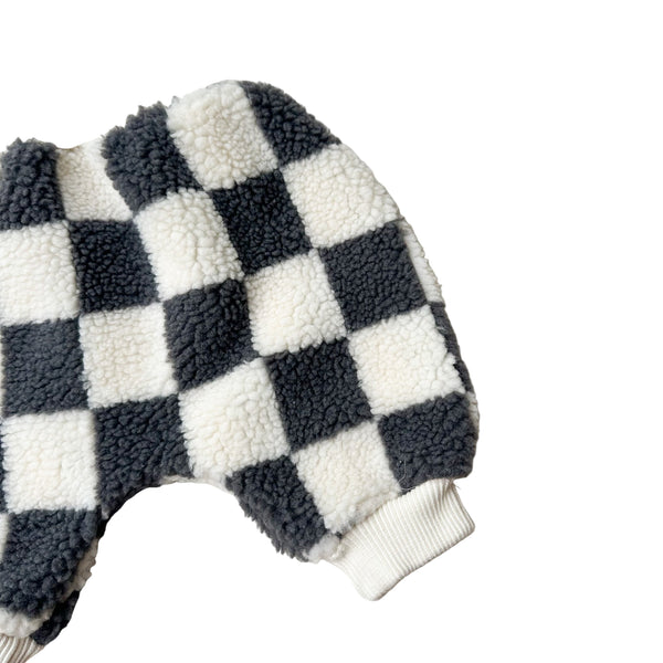 Bebe checkered teddy pants - Charcoal